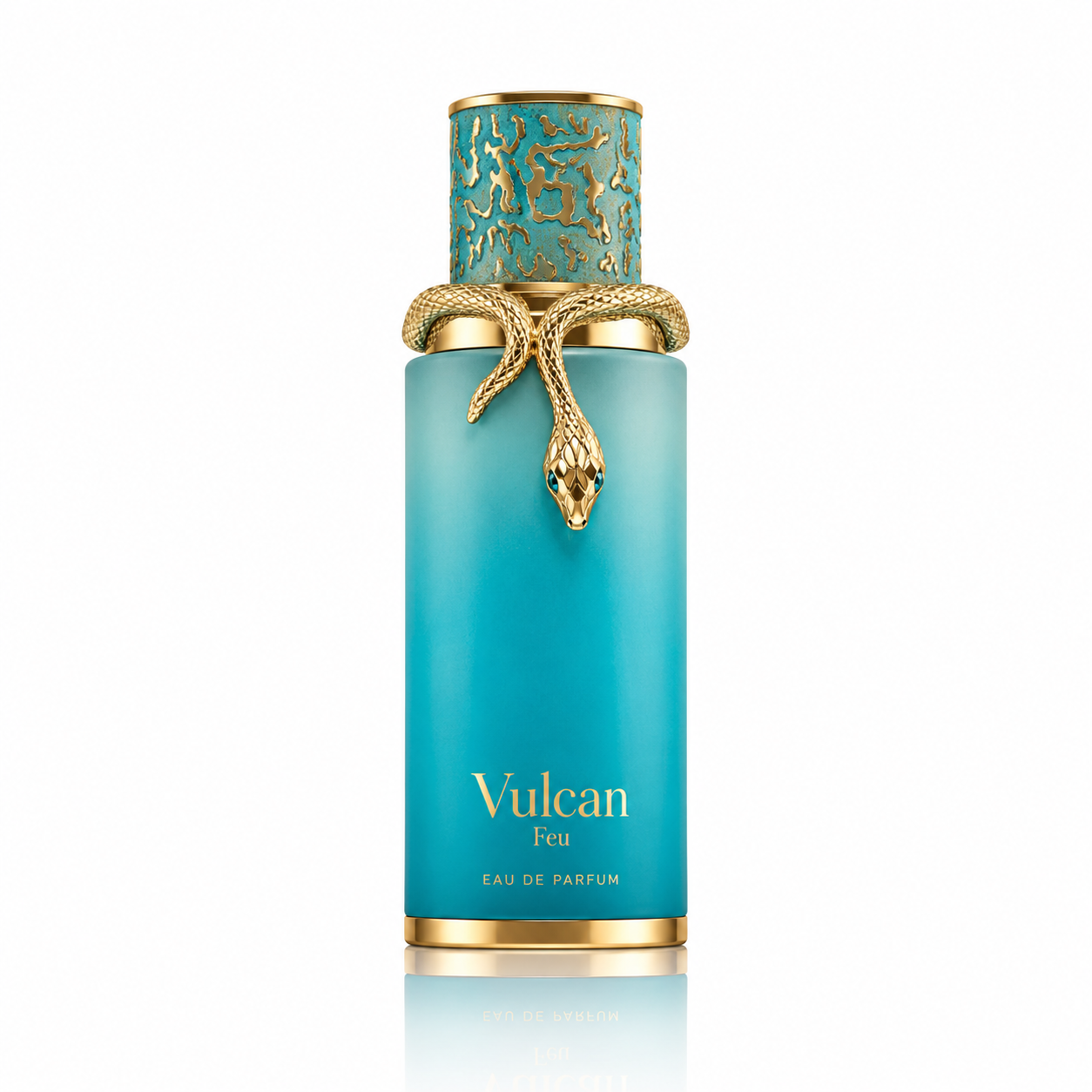 French Avenue Vulcan Feu Eau de Parfum 100ml Flakon auf weißem Hintergrund