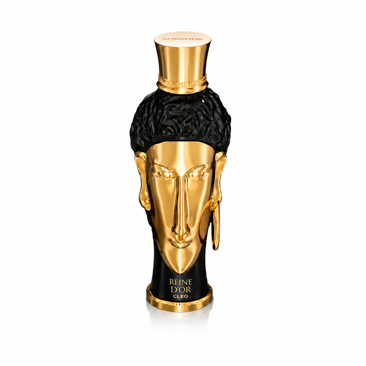 Reine d’Or Cleo Eau de Parfum 100 ML Damenparfum mit Pfirsich, Zimt, Guajakholz und Safran auf weißem Hintergrund
