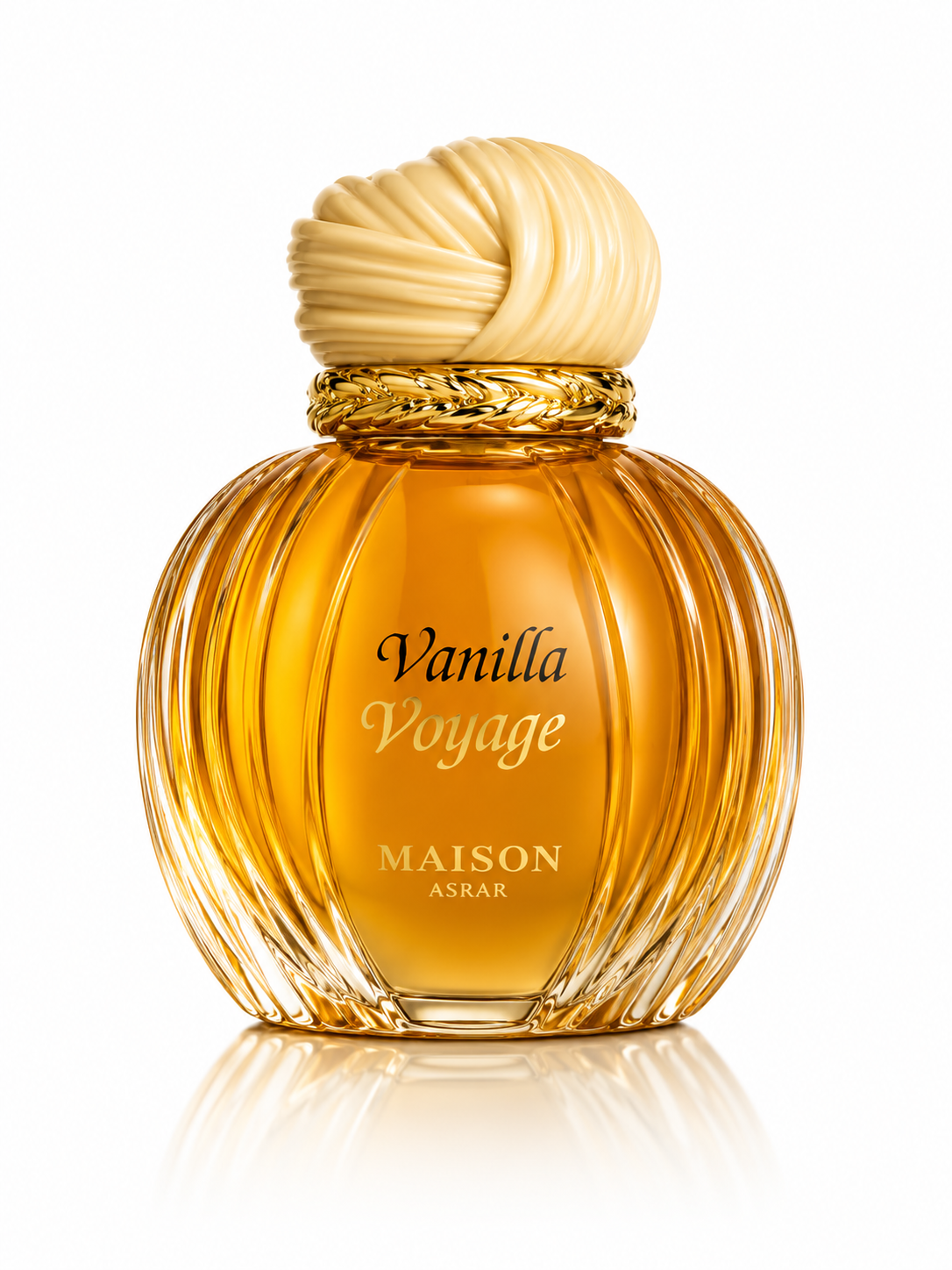 Maison Asrar Vanilla Voyage Eau de Parfum 100 ml Unisex-Parfum auf weißem Hintergrund