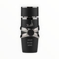Rimaal Lattafa Asad Elixir Eau de Parfum in einer eleganten schwarzen Flasche mit silbernen Akzenten